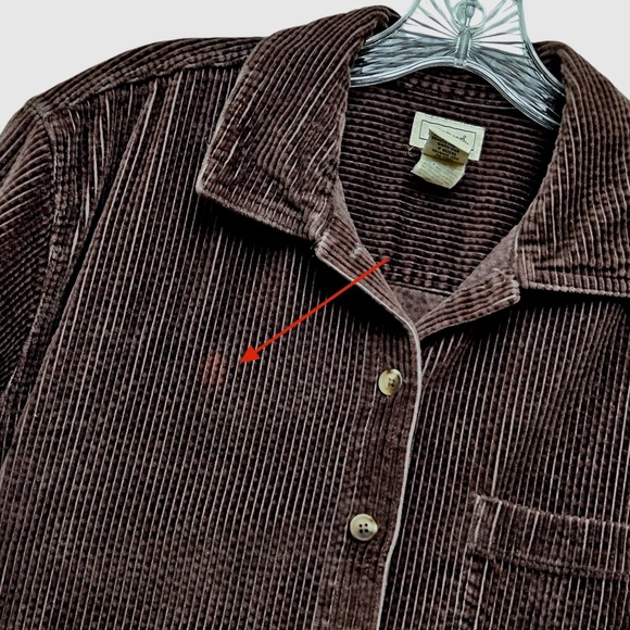 LL Bean Corduroy Button Up Shirt Women L Petite Chocolate Brown Long Sleeve Boho - Picture 5 of 8